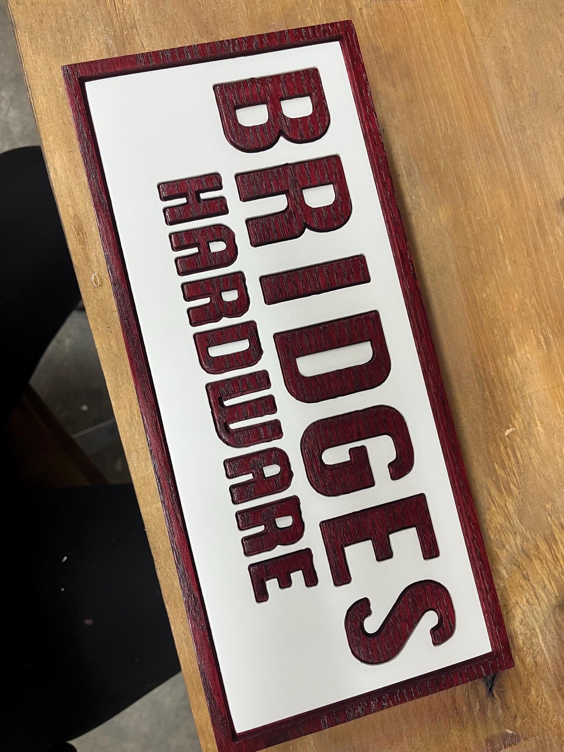 Custom Metal-Wood Layered Sign, Personalized Names or Words, Two-Tone Wall Décor