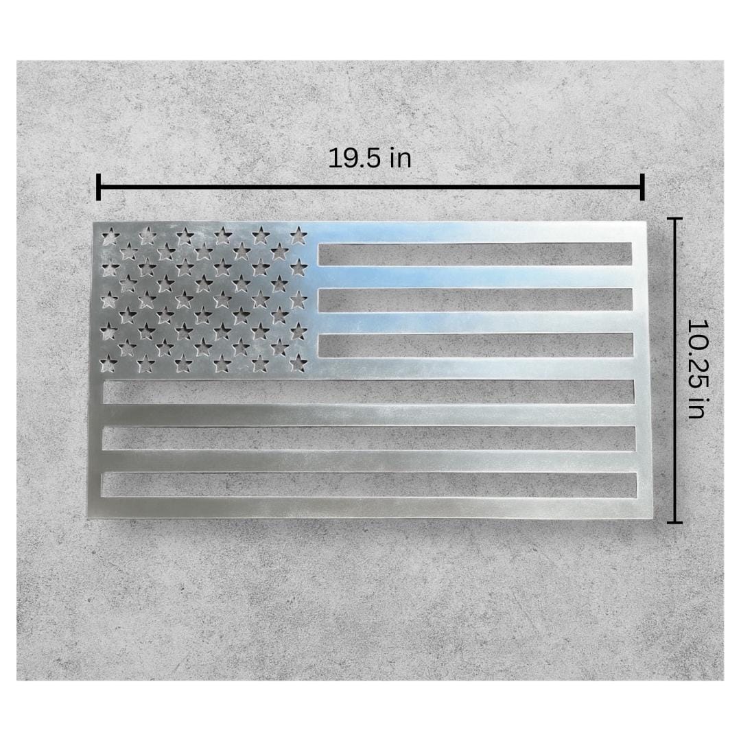 Holographic Metal American Flag Cutout: Aluminum Sign (19.5" x 10.25")