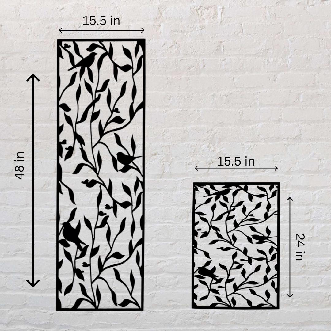 Bird & Vine Metal Privacy Screen: Garden, Patio, Balcony Decor