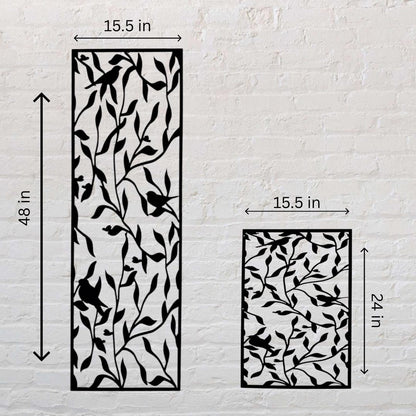 Bird & Vine Metal Privacy Screen: Garden, Patio, Balcony Decor