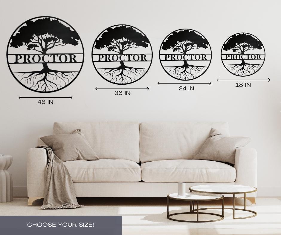Custom Metal Family Tree Name Sign: Personalized Outdoor/Indoor Wall Decor