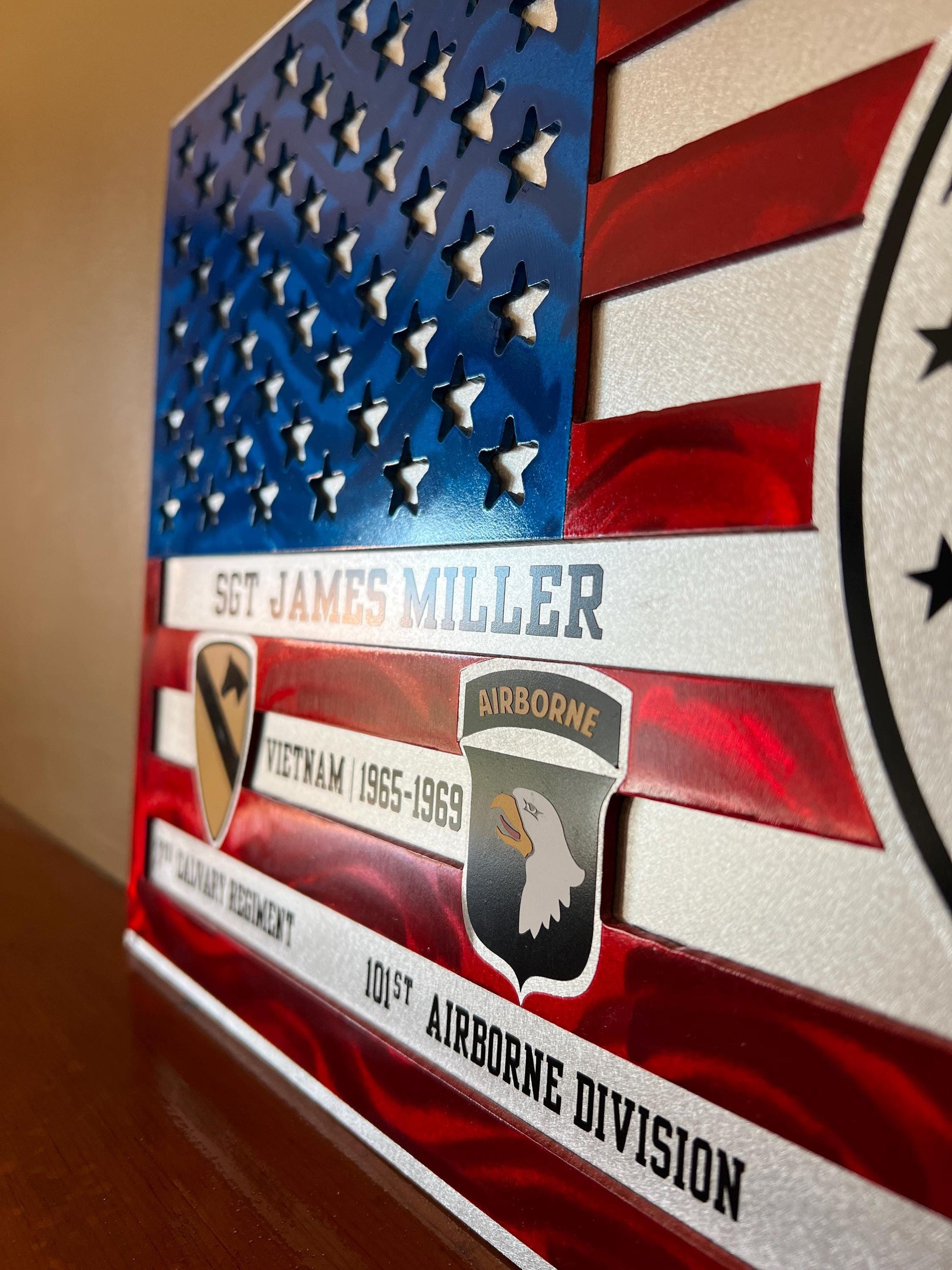 Personalized US Marine Corp Aluminum Flag – Handmade Military Wall Art