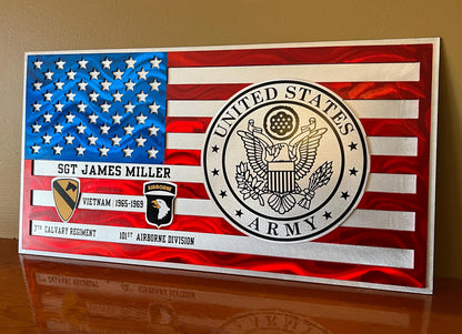 Personalized US Navy Aluminum Flag – Handmade Military Wall Art