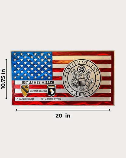 Personalized US Navy Aluminum Flag – Handmade Military Wall Art