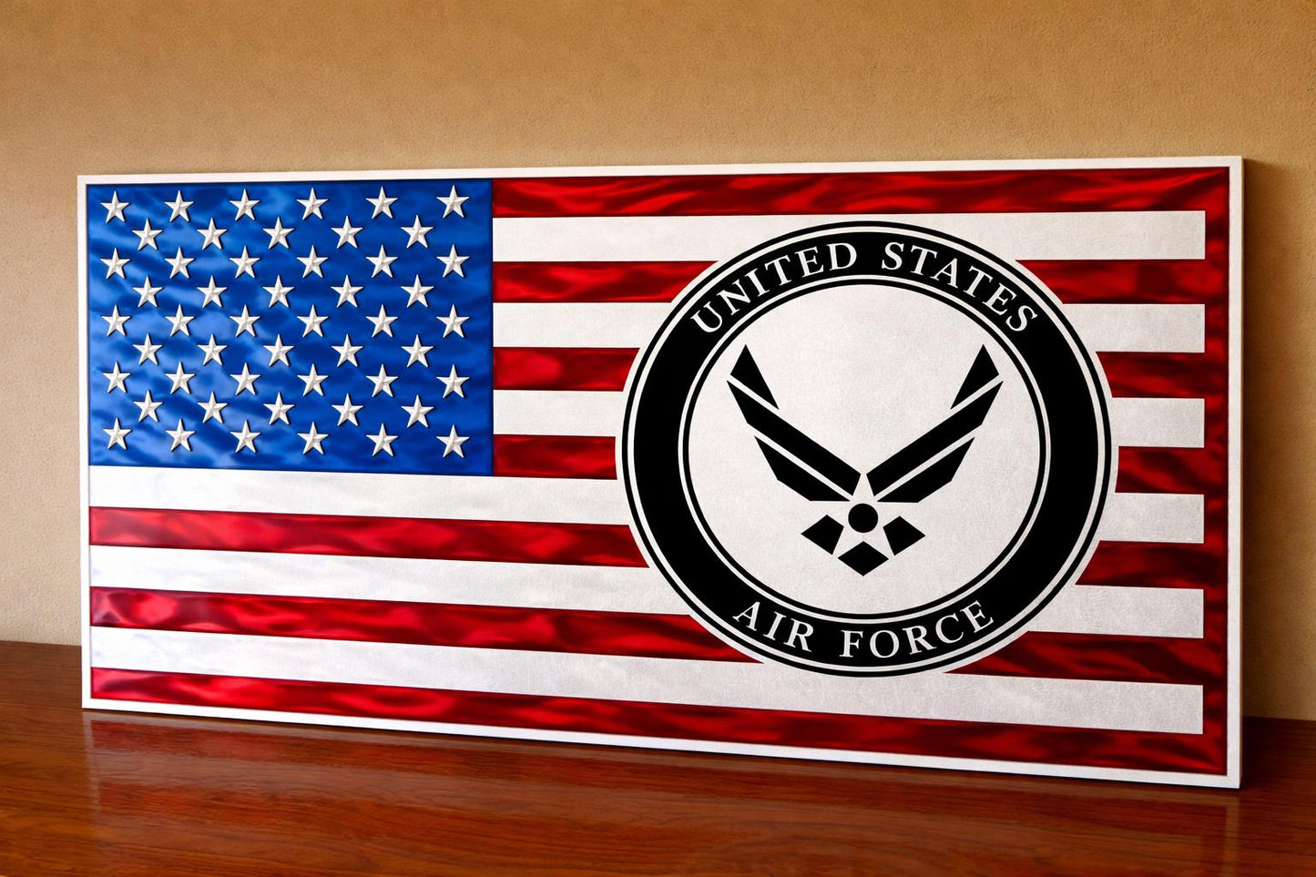 Personalized US Air Force Aluminum Flag – Handmade Military Wall Art