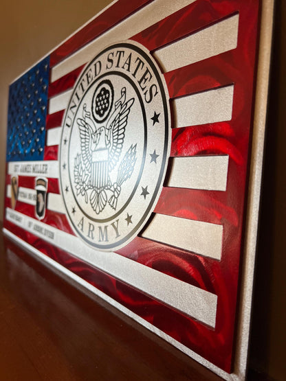 Personalized US Marine Corp Aluminum Flag – Handmade Military Wall Art