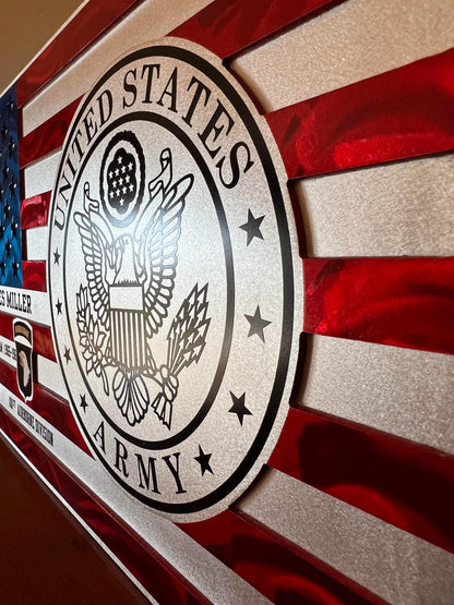 Personalized US Marine Corp Aluminum Flag – Handmade Military Wall Art