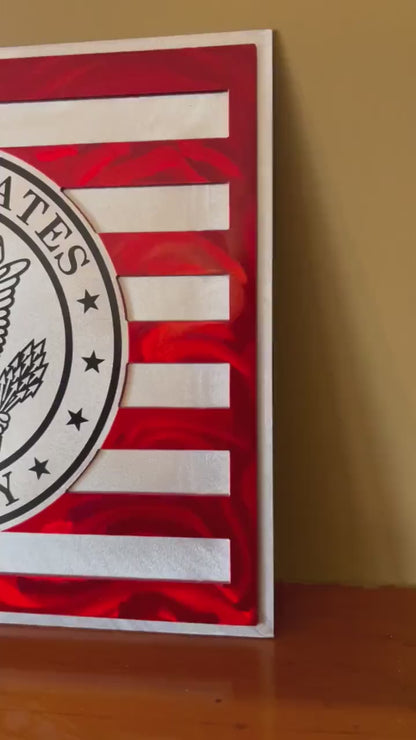 Personalized US Navy Aluminum Flag – Handmade Military Wall Art