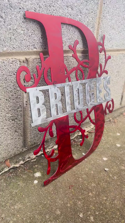 Custom Holographic Metal Monogram Sign: Personalized Wall Decor